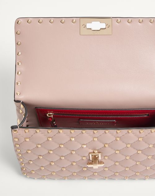 Valentino Garavani - Medium Nappa Rockstud Spike Bag - Poudre - Woman - Shoulder Bags